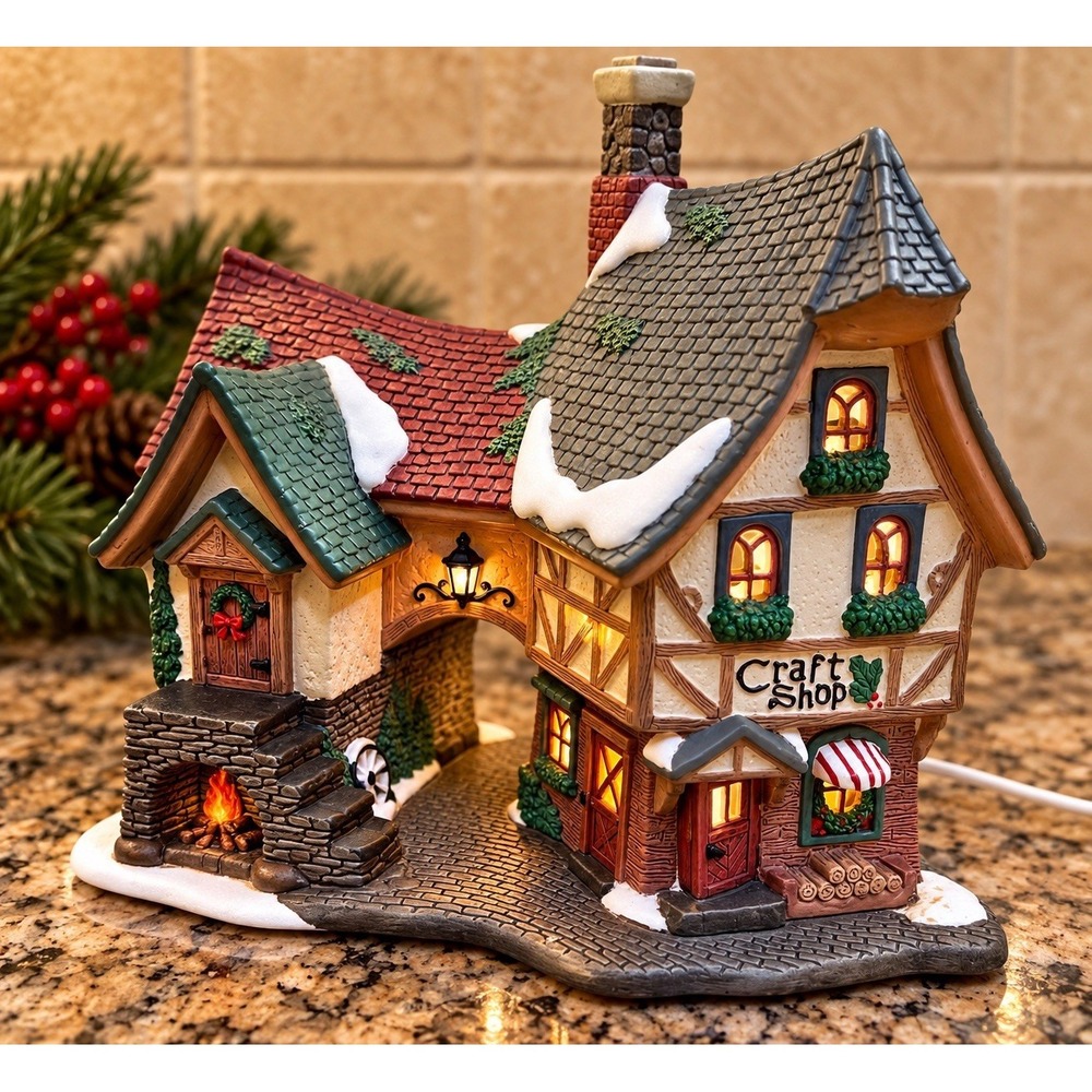 O'Well 1999 Limited Edition Craft Shop Lighted Christmas Village House